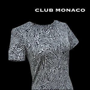 CLUB MONACO Zebra Print Top Black White Knit